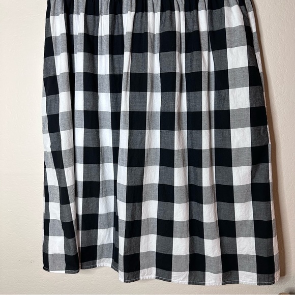 NO OFFERS ROOLEE black / white Buffalo check plaid short sleeve babydoll dress S - Picture 4 of 11